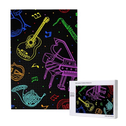 Musikinstrumente Neonfarben,1000 Teile Holzpuzzle Familienspiel Puzzle für Erwachsene und Jugendliche Musikinstrumente Neonfarben,1000 Teile Holzpuzzle Familienspiel Puzzle für Erwachsene und Jugendliche von YWSOTRE