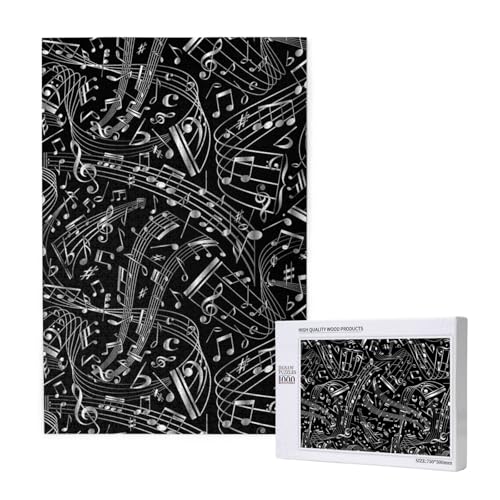 Musiknoten Schwarz,1000 Teile Holzpuzzle Familienspiel Puzzle für Erwachsene und Jugendliche Musiknoten Schwarz,1000 Teile Holzpuzzle Familienspiel Puzzle für Erwachsene und Jugendliche von YWSOTRE
