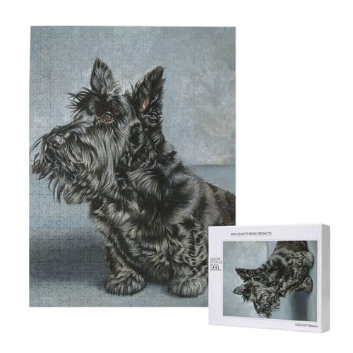 Niedliche Schwarze Scottish Terrier-Hundekunst,500 Teile Holzpuzzle Familienspiel Puzzles für Erwachsene und Jugendliche Niedliche Schwarze Scottish Terrier-Hundekunst,500 Teile Holzpuzzle Familienspiel Puzzles für Erwachsene und Jugendliche von YWSOTRE