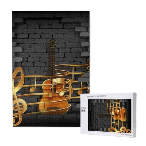 Note Gitarre gedruckt,1000 Teile Holzpuzzle Familienspiel Puzzle für Erwachsene und Jugendliche von YWSOTRE