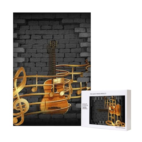 Note Gitarre gedruckt,300 Teile Holzpuzzle Familienspiel Puzzle für Erwachsene und Jugendliche von YWSOTRE