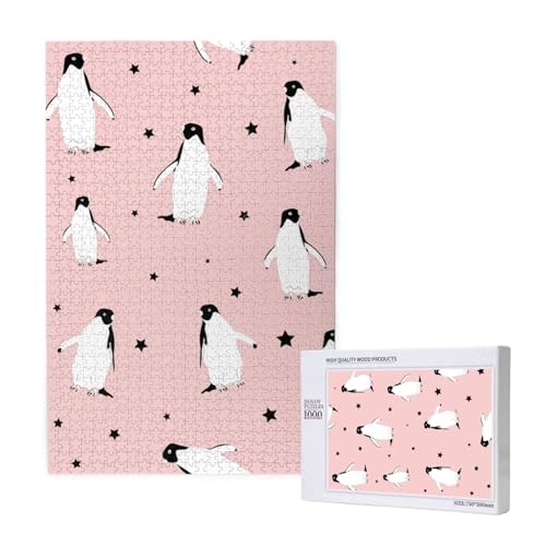 Pinguine Sterne Seevogel,1000 Teile Holzpuzzle Familienspiel Puzzle für Erwachsene und Jugendliche von YWSOTRE