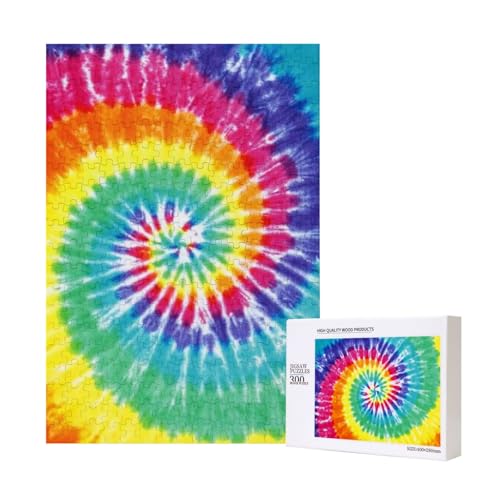 Regenbogen-Batikdruck,300 Teile Holzpuzzle Familienspiel Puzzle für Erwachsene und Jugendliche Regenbogen-Batikdruck,300 Teile Holzpuzzle Familienspiel Puzzle für Erwachsene und Jugendliche von YWSOTRE