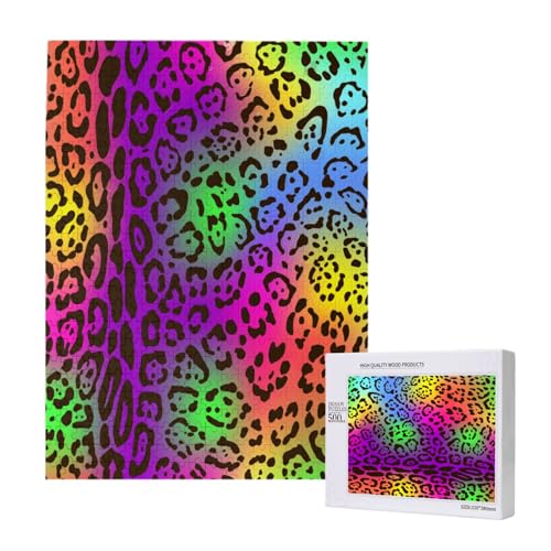 Regenbogen-Jaguar-Skin,500 Teile Holzpuzzle Familienspiel Puzzles für Erwachsene und Jugendliche Regenbogen-Jaguar-Skin,500 Teile Holzpuzzle Familienspiel Puzzles für Erwachsene und Jugendliche von YWSOTRE
