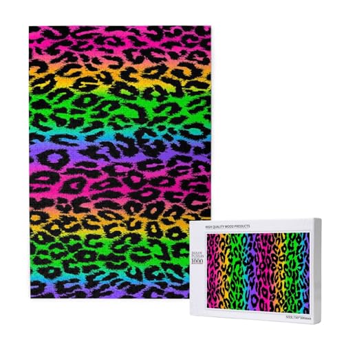 Regenbogen-Leopardenmuster,1000 Teile Holzpuzzle Familienspiel Puzzle für Erwachsene und Jugendliche Regenbogen-Leopardenmuster,1000 Teile Holzpuzzle Familienspiel Puzzle für Erwachsene und Jugendliche von YWSOTRE