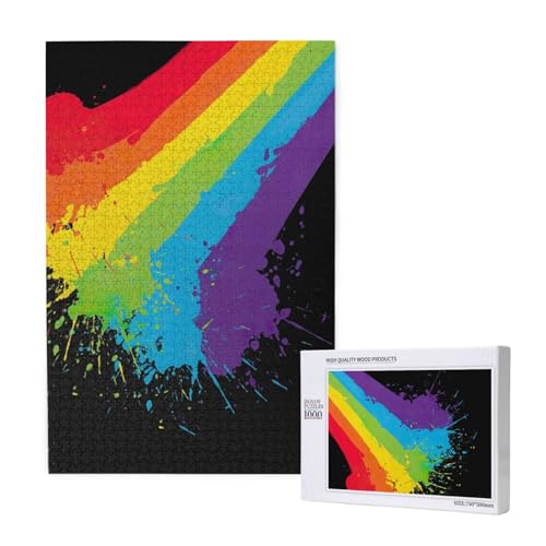 Regenbogen-Splat LGBT-Stolz,1000 Teile Holzpuzzle Familienspiel Puzzle für Erwachsene und Jugendliche Regenbogen-Splat LGBT-Stolz,1000 Teile Holzpuzzle Familienspiel Puzzle für Erwachsene und Jugendliche von YWSOTRE