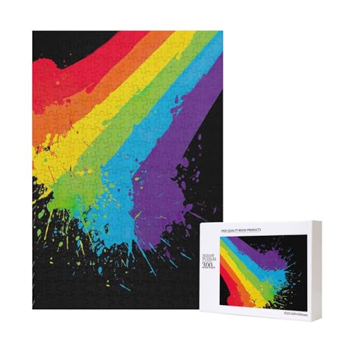 Regenbogen-Splat LGBT-Stolz,300 Teile Holzpuzzle Familienspiel Puzzle für Erwachsene und Jugendliche Regenbogen-Splat LGBT-Stolz,300 Teile Holzpuzzle Familienspiel Puzzle für Erwachsene und Jugendliche von YWSOTRE