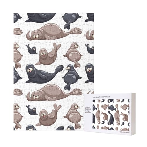 Robben Illustration Seelöwe,300 Teile Holzpuzzle Familienspiel Puzzle für Erwachsene und Jugendliche Robben Illustration Seelöwe,300 Teile Holzpuzzle Familienspiel Puzzle für Erwachsene und Jugendliche von YWSOTRE