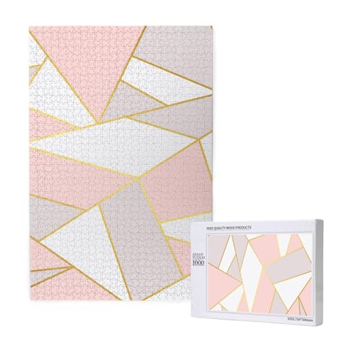Rosa Grau Geometrisch,1000 Teile Holzpuzzle Familienspiel Puzzle für Erwachsene und Jugendliche Rosa Grau Geometrisch,1000 Teile Holzpuzzle Familienspiel Puzzle für Erwachsene und Jugendliche von YWSOTRE