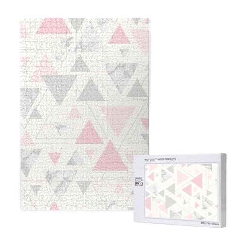 Rosa Grau Silber Geometrische Dreieck Marmor,1000 Teile Holzpuzzle Familienspiel Puzzle für Erwachsene und Jugendliche Rosa Grau Silber Geometrische Dreieck Marmor,1000 Teile Holzpuzzle Familienspiel Puzzle für Erwachsene und Jugendliche von YWSOTRE