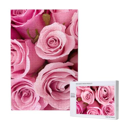 Rosa Rose,1000 Teile Holzpuzzle Familienspiel Puzzle für Erwachsene und Jugendliche von YWSOTRE