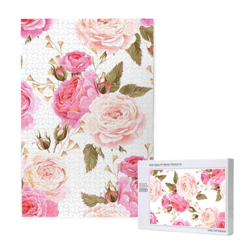 Rosa und weiße Rose,1000 Teile Holzpuzzle Familienspiel Puzzle für Erwachsene und Jugendliche Rosa und weiße Rose,1000 Teile Holzpuzzle Familienspiel Puzzle für Erwachsene und Jugendliche von YWSOTRE