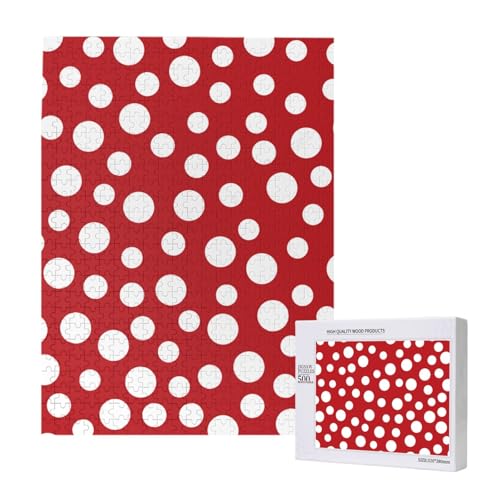 Rot Weiß Polka Dot,500 Teile Holzpuzzle Familienspiel Puzzles für Erwachsene und Jugendliche Rot Weiß Polka Dot,500 Teile Holzpuzzle Familienspiel Puzzles für Erwachsene und Jugendliche von YWSOTRE
