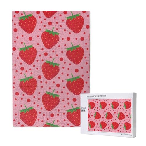 Rote Erdbeere und Polka Dot,1000 Teile Holzpuzzle Familienspiel Puzzle für Erwachsene und Jugendliche Rote Erdbeere und Polka Dot,1000 Teile Holzpuzzle Familienspiel Puzzle für Erwachsene und Jugendliche von YWSOTRE