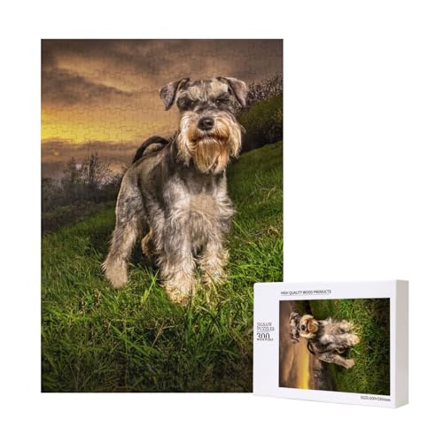 Schnauzer Sonnenuntergang Hunde Haustiere Berge Schnauzer,300 Teile Holzpuzzle Familienspiel Puzzle für Erwachsene und Jugendliche Schnauzer Sonnenuntergang Hunde Haustiere Berge Schnauzer,300 Teile Holzpuzzle Familienspiel Puzzle für Erwachsene und Jugendliche von YWSOTRE