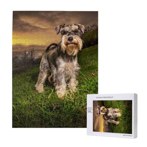 Schnauzer Sonnenuntergang Hunde Haustiere Berge Schnauzer,500 Teile Holzpuzzle Familienspiel Puzzles für Erwachsene und Jugendliche Schnauzer Sonnenuntergang Hunde Haustiere Berge Schnauzer,500 Teile Holzpuzzle Familienspiel Puzzles für Erwachsene und Jugendliche von YWSOTRE