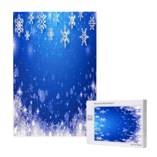 Schneeflocke Blau Winter Weihnachten,1000 Teile Holzpuzzle Familienspiel Puzzle für Erwachsene und Jugendliche Schneeflocke Blau Winter Weihnachten,1000 Teile Holzpuzzle Familienspiel Puzzle für Erwachsene und Jugendliche von YWSOTRE
