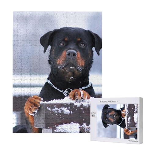 Schneehalsband für Rottweiler-Hunde,500 Teile Holzpuzzle Familienspiel Puzzles für Erwachsene und Jugendliche Schneehalsband für Rottweiler-Hunde,500 Teile Holzpuzzle Familienspiel Puzzles für Erwachsene und Jugendliche von YWSOTRE