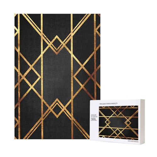 Schwarz Gold Geometrisch,300 Teile Holzpuzzle Familienspiel Puzzle für Erwachsene und Jugendliche Schwarz Gold Geometrisch,300 Teile Holzpuzzle Familienspiel Puzzle für Erwachsene und Jugendliche von YWSOTRE