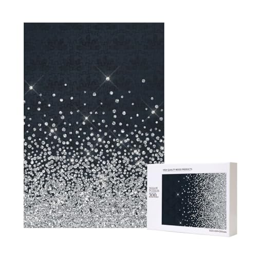 Schwarz Silber Glitzer Diamant Funkelnd,300 Teile Holzpuzzle Familienspiel Puzzle für Erwachsene und Jugendliche Schwarz Silber Glitzer Diamant Funkelnd,300 Teile Holzpuzzle Familienspiel Puzzle für Erwachsene und Jugendliche von YWSOTRE