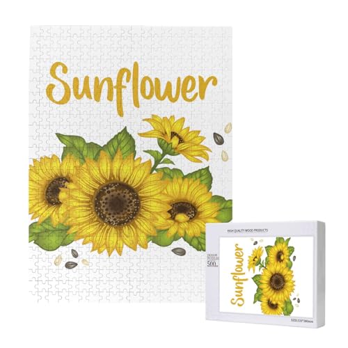Sonnenblume,500 Teile Holzpuzzle Familienspiel Puzzles für Erwachsene und Jugendliche von YWSOTRE