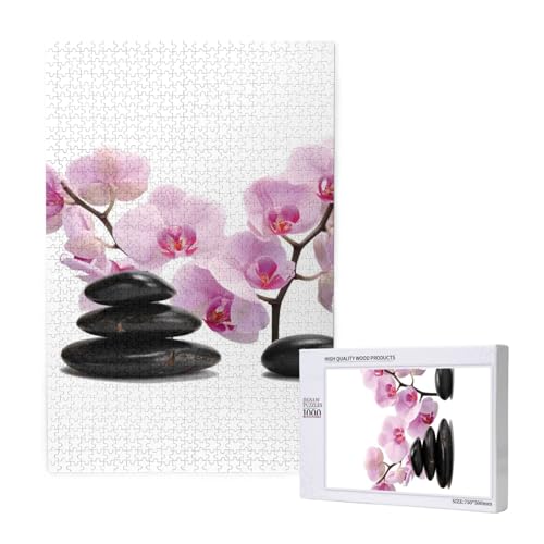 Steine und rosa Orchidee,1000 Teile Holzpuzzle Familienspiel Puzzle für Erwachsene und Jugendliche Steine und rosa Orchidee,1000 Teile Holzpuzzle Familienspiel Puzzle für Erwachsene und Jugendliche von YWSOTRE