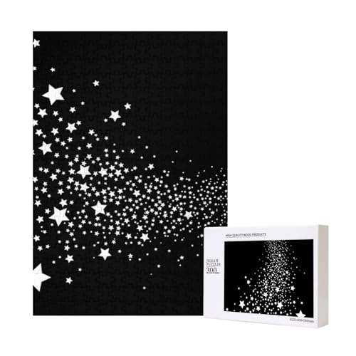 Stern Sternenmuster Sternschnuppe Schwarz Weiß,300 Teile Holzpuzzle Familienspiel Puzzle für Erwachsene und Jugendliche Stern Sternenmuster Sternschnuppe Schwarz Weiß,300 Teile Holzpuzzle Familienspiel Puzzle für Erwachsene und Jugendliche von YWSOTRE
