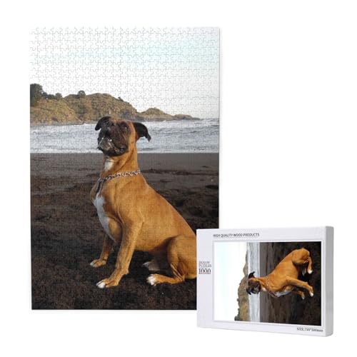 Strand braun Boxer Hund Portrait,1000 Teile Holzpuzzle Familienspiel Puzzle für Erwachsene und Jugendliche Strand braun Boxer Hund Portrait,1000 Teile Holzpuzzle Familienspiel Puzzle für Erwachsene und Jugendliche von YWSOTRE