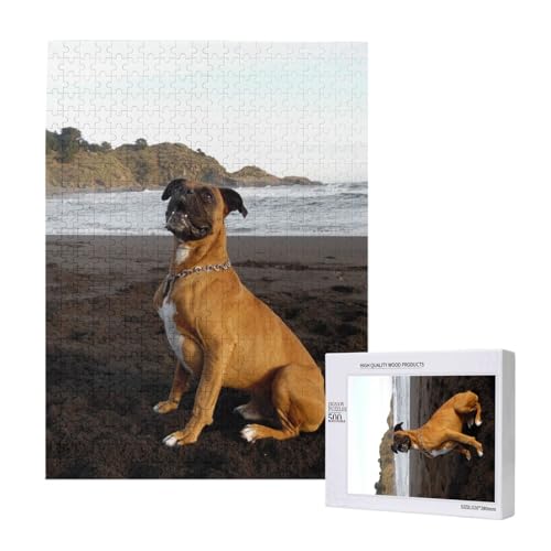 Strand braun Boxer Hund Portrait,500 Teile Holzpuzzle Familienspiel Puzzles für Erwachsene und Jugendliche Strand braun Boxer Hund Portrait,500 Teile Holzpuzzle Familienspiel Puzzles für Erwachsene und Jugendliche von YWSOTRE