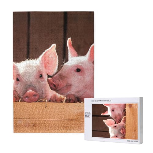 Süße kleine Schweinchen,1000 Teile Holzpuzzle Familienspiel Puzzle für Erwachsene und Jugendliche von YWSOTRE