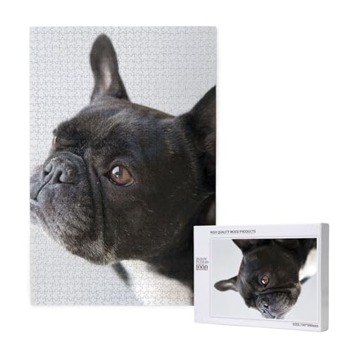 Süßes Haustier, süßer schwarzer französischer Bulldoggenwelpe,1000 Teile Holzpuzzle Familienspiel Puzzle für Erwachsene und Jugendliche Süßes Haustier, süßer schwarzer französischer Bulldoggenwelpe,1000 Teile Holzpuzzle Familienspiel Puzzle für Erwachsene und Jugendliche von YWSOTRE