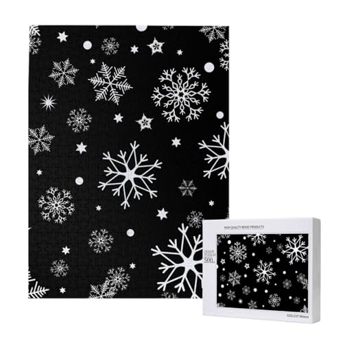 Weihnachten Schneeflocke Schwarz Winter,500 Teile Holzpuzzle Familienspiel Puzzles für Erwachsene und Jugendliche Weihnachten Schneeflocke Schwarz Winter,500 Teile Holzpuzzle Familienspiel Puzzles für Erwachsene und Jugendliche von YWSOTRE