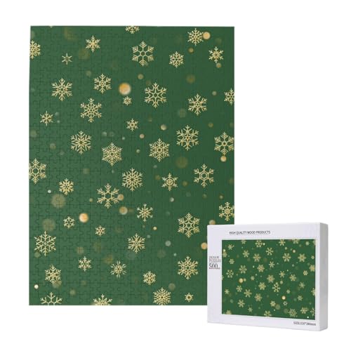 Weihnachten mit goldenen Schneeflocken,500 Teile Holzpuzzle Familienspiel Puzzles für Erwachsene und Jugendliche Weihnachten mit goldenen Schneeflocken,500 Teile Holzpuzzle Familienspiel Puzzles für Erwachsene und Jugendliche von YWSOTRE