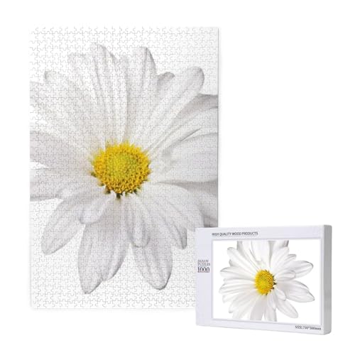 Weiße Gänseblümchenblume mit Leuchtend gelbem Herzen,1000 Teile Holzpuzzle Familienspiel Puzzle für Erwachsene und Jugendliche Weiße Gänseblümchenblume mit Leuchtend gelbem Herzen,1000 Teile Holzpuzzle Familienspiel Puzzle für Erwachsene und Jugendliche von YWSOTRE