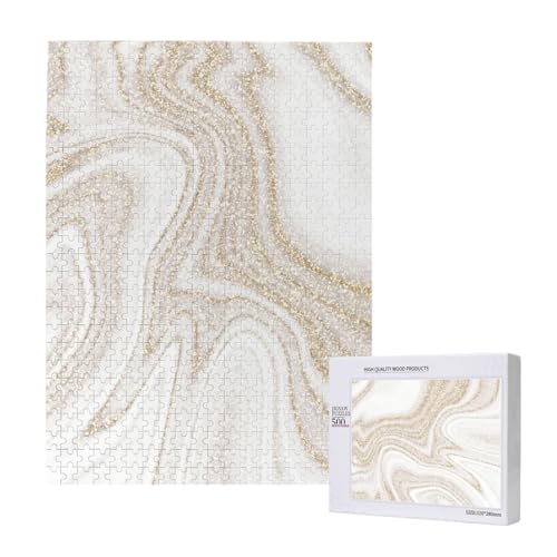 Weißer Marmor, Goldglitter,500 Teile Holzpuzzle Familienspiel Puzzles für Erwachsene und Jugendliche Weißer Marmor, Goldglitter,500 Teile Holzpuzzle Familienspiel Puzzles für Erwachsene und Jugendliche von YWSOTRE