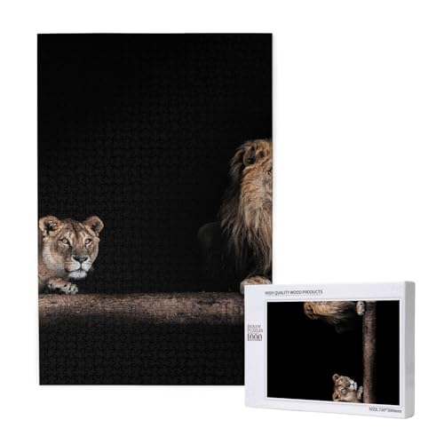Wilder Löwe und Tiger,1000 Teile Holzpuzzle Familienspiel Puzzle für Erwachsene und Jugendliche von YWSOTRE