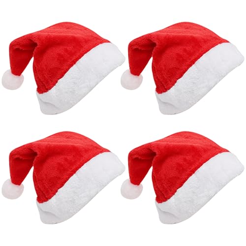 YXHZVON 4Pcs Samt Weihnachtsmütze,NikolausmützeMütze Nikolaus rot für Kind Nikolaus Warm Dicker Fellrand Weihnachtsmann mütze für Herren/Damen(26 x 40cm) YXHZVON 4Pcs Samt Weihnachtsmütze,NikolausmützeMütze Nikolaus rot für Kind Nikolaus Warm Dicker Fellrand Weihnachtsmann mütze für Herren/Damen(26 x 40cm) von YXHZVON