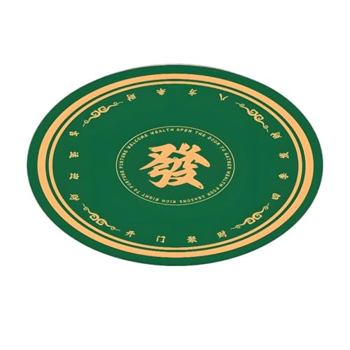 YXINAER Tischauflage für Mahjong 60/70/80 cm Runde Mahjong-Tischmatte for mehrere Spieler, rutschfeste, saugfähige Gummi-Tischmatte for Partys, Unterhaltungszubehör(60cm) von YXINAER