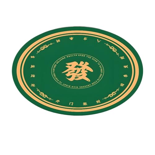 YXINAER Tischauflage für Mahjong 60/70/80 cm Runde Mahjong-Tischmatte for mehrere Spieler, rutschfeste, saugfähige Gummi-Tischmatte for Partys, Unterhaltungszubehör(70cm) von YXINAER