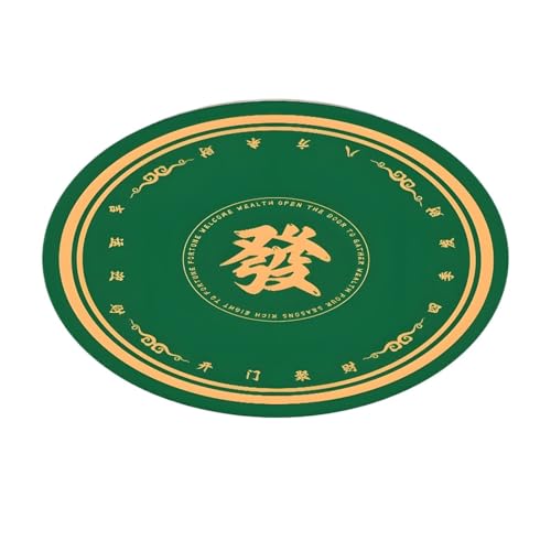 YXINAER Tischauflage für Mahjong 60/70/80 cm Runde Mahjong-Tischmatte for mehrere Spieler, rutschfeste, saugfähige Gummi-Tischmatte for Partys, Unterhaltungszubehör(80cm) von YXINAER