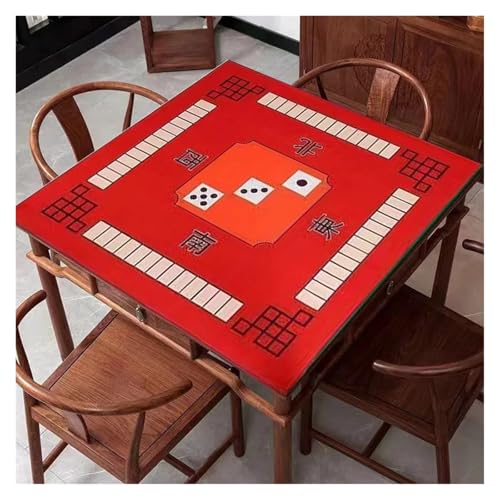 YXINAER Tischauflage für Mahjong Mahjong-Matte zur Lärmreduzierung, rutschfeste Brettspiel-Tischunterlage, geräuscharm, wasserdicht, for Zuhause, Party, Mah-Jong-Tischschutz(Red,80x80cm) von YXINAER