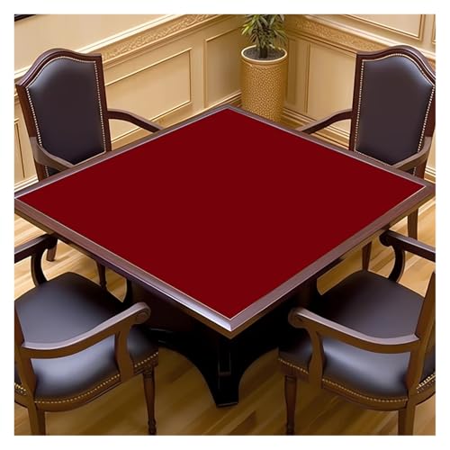 YXINAER Tischauflage für Mahjong Verdickte, leise, quadratische Mahjong-Tischdecke, Handwaschtuch, rutschfeste Poker-Tischmatte, moderner, einfacher SLE-Heimstoff(Red,Rubber_120*120CM) von YXINAER