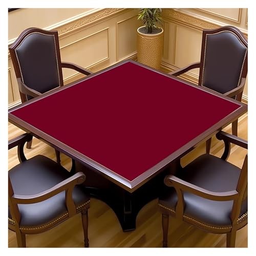 YXINAER Tischauflage für Mahjong Verdickte, leise, quadratische Mahjong-Tischdecke, Handwaschtuch, rutschfeste Poker-Tischmatte, moderner, einfacher SLE-Heimstoff(Rose Red,Rubber_120*120CM) von YXINAER
