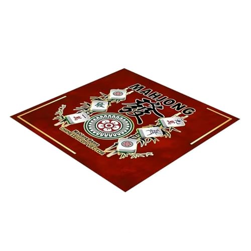 YXINAER Tischauflage für Mahjong rutschfeste Tischmatte, Geräuschreduzierung, Mahjong-Tischmatte for Poker-Domino-Kartenspiele, rutschfeste quadratische Spielmatte for Mah-Jongg-Fliesen(Red 70cm) von YXINAER