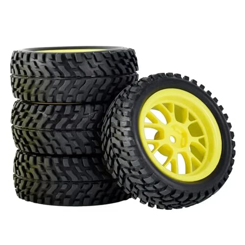 1/10 On Road Wheels Drift Felgen 75mm RC Reifen for Rc Car On-Road Drift Rock for Trxs for HSP for Tam-iya for Kyosho Modellauto(Yellow) von YXIUEYINGE