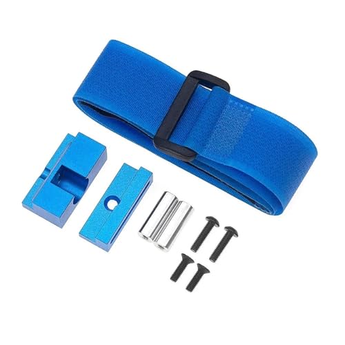 1Set for Tamiya 1/10 RC-Auto, Metall-Batteriehalterhalterung mit Magic Strap for Tam-iya TT02 TT02D TT02B TT02BR 1/10 RC-Autozubehör(Blauw) von YXIUEYINGE