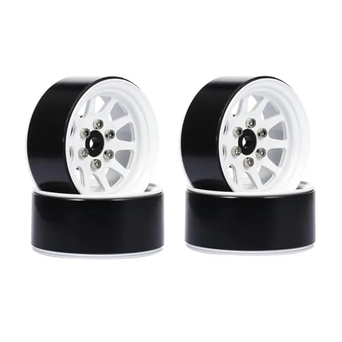 4 STÜCKE 1/10 RC Crawler Aluminium 1,9 Zoll Beadlock-Felgen for Trax-xas for Hsp for Tam-iya for Axial scx10 D90 for Hpi RC Crawler(White) von YXIUEYINGE
