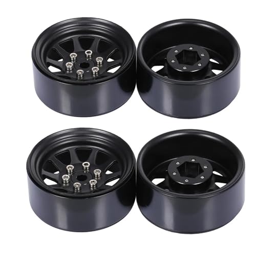 4 STÜCKE 1/10 RC Crawler Aluminium 1,9 Zoll Beadlock-Felgen for Trax-xas for Hsp for Tam-iya for Axial scx10 D90 for Hpi RC Crawler(Zwart) von YXIUEYINGE