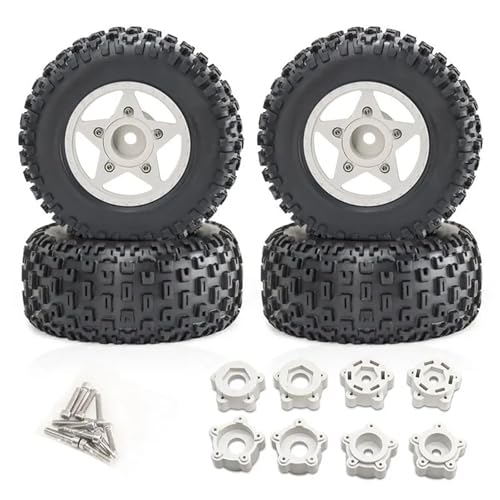 4 Stück 110 mm 1/8 1/10 Short Course Truck-Reifen mit 12 mm 14 mm 17 mm Felgensechskant for Trax-xas for Vkar SCTX10 for HPI RC-Auto(White) von YXIUEYINGE