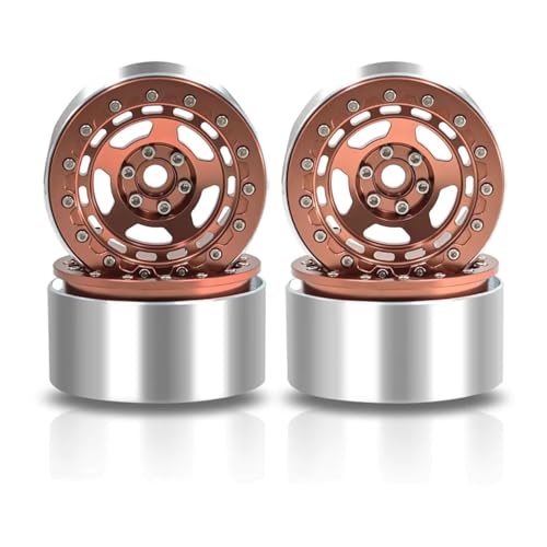 4 Stück Metall 2,2 Zoll Beadlock-Felgenradnabe 1/10 RC Crawler Auto for Axial SCX10 for Wraith Capra RR10 RBX10 for Trax-xas TRX4 D90 RC Auto(Gold) von YXIUEYINGE
